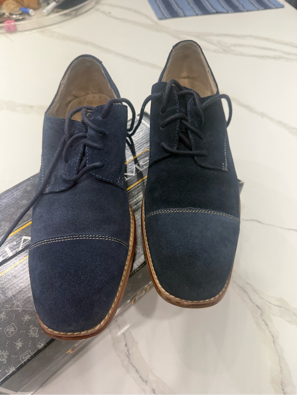 Men's Stacy Adams Navy Blue Suede Shoes